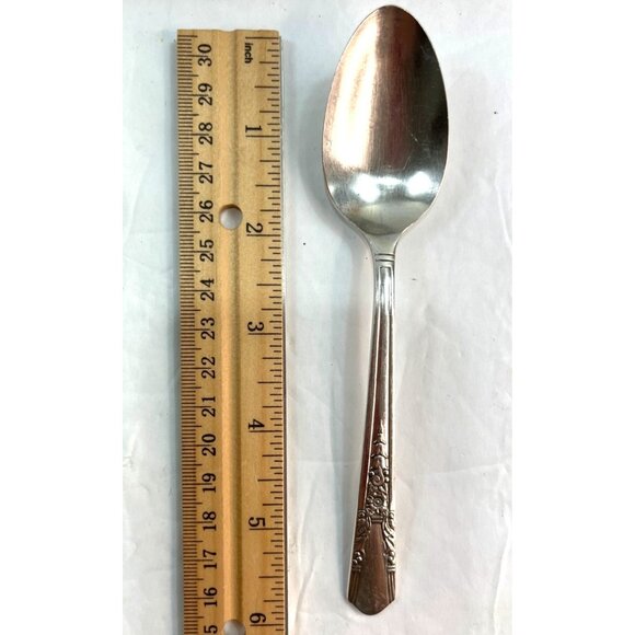 Vintage Wm Rogers & Son Silver Plated Floral Design Teaspoon 6" Antique B75 - Picture 2 of 4